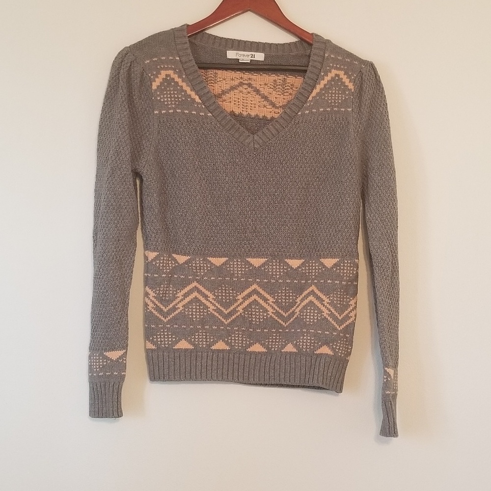 Forever 21 sweater pink and gray sz large